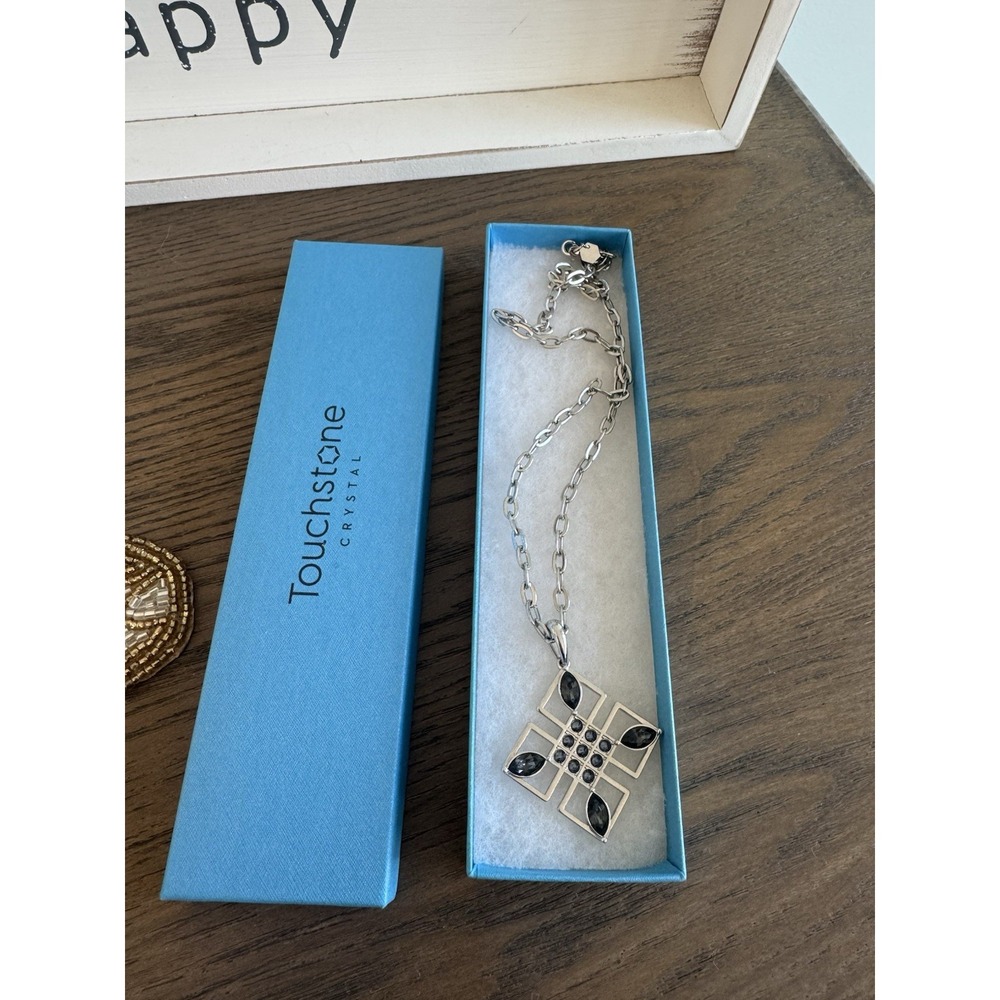 Touchstone Crystal Gallery Necklace Black Rhodium Plated 21"